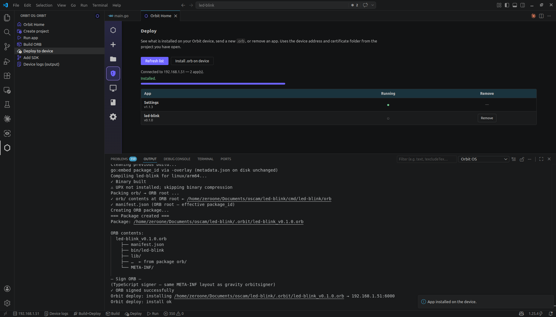 Orbit Studio — Deploy to device