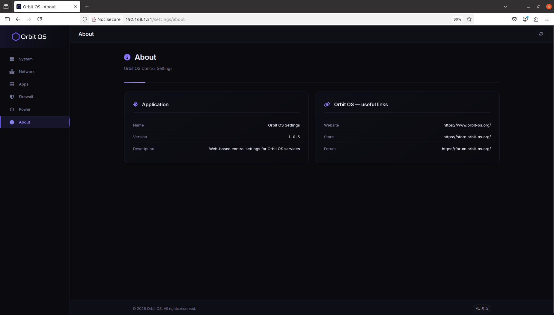 Settings — About