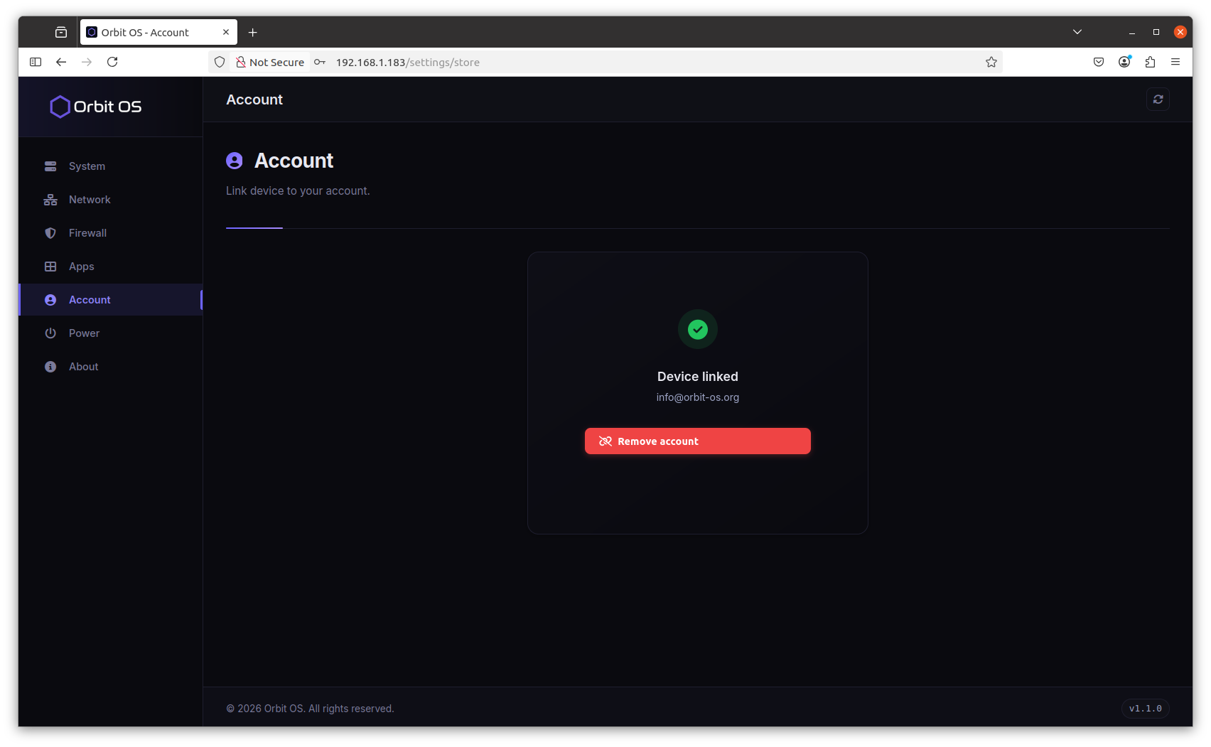 Settings — Account Linked