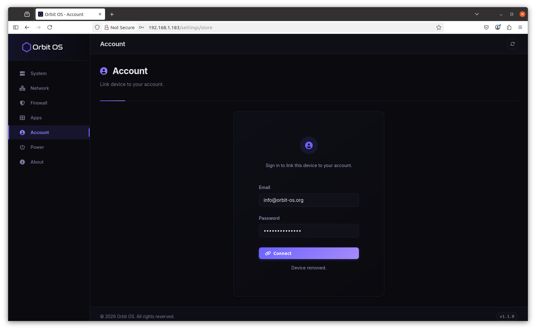 Settings — Account Registration
